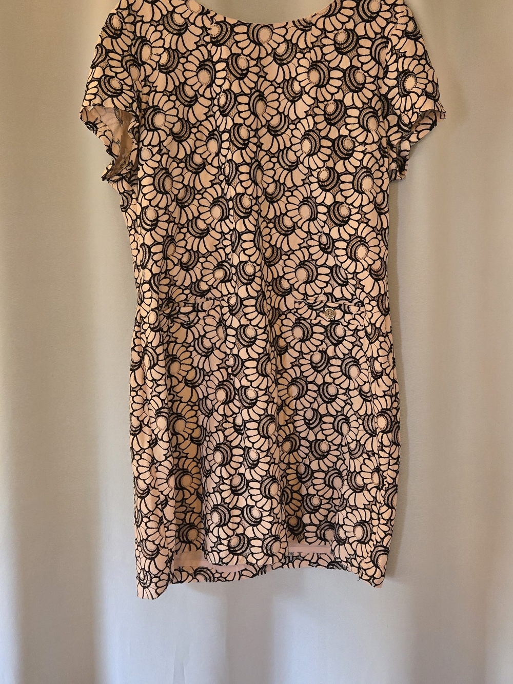 Tommy Hilfiger Pink Dress with Black Floral Lace Pattern
